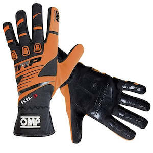 Professional motor racing: OMP Gloves KS3 Black/Orange