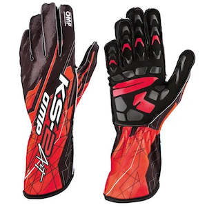 Professional motor racing: OMP Gloves KS2 Art Black/Red