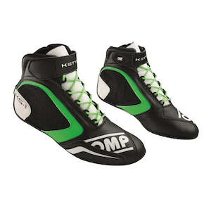 Professional motor racing: OMP Boots KS1 Black/Fluro Green - CLEARANCE