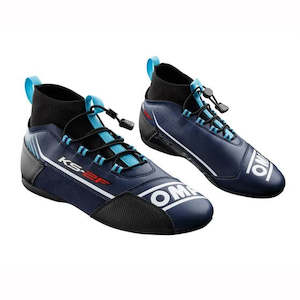 Professional motor racing: OMP Boots KS2F Navy Blue/Cyan