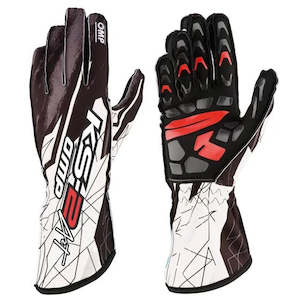 Professional motor racing: OMP Gloves KS2 Art Black/Whte