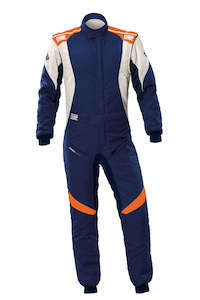 Professional motor racing: OMP Suit First Evo Blue/Orange 2025