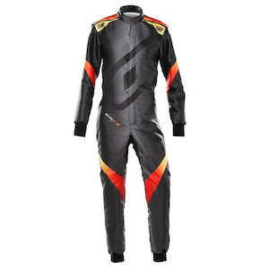 Professional motor racing: OMP Suit KSX ART Black/Yellow/Red