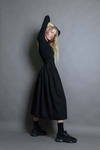 Clothing manufacturing: L/S Office Maxi Dress - Black (PO)