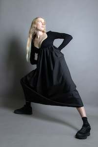 L/S Tri Maxi Dress - Black (PO)