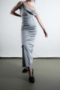 Clothing manufacturing: Jillian Maxi Dress - Silver Satin (PO)