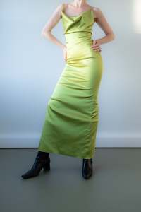 Clothing manufacturing: Jillian Maxi Dress - Sour Apple Satin (PO)