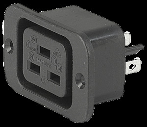 16A C19 IEC panel mount outlet Black