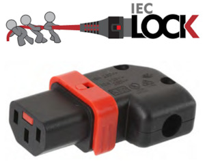 10A C13 IEC-Lock angled (L/R) socket, Black (LSZH)