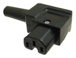 10A C15 IEC high temp (120degC) LH entry angle socket Black