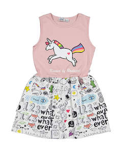 KR2136 UNICORN DOODLE DRESS