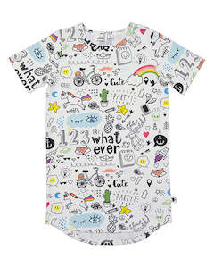 KR2135 DOODLE SKATER TEE DRESS