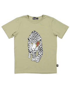 Womenswear: RD2211 BOLT LEOPARD TEE IN KHAKI