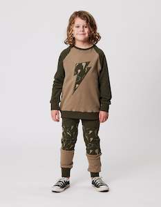 Womenswear: RD2130 KHAKI BOLT RAGLAN CREW