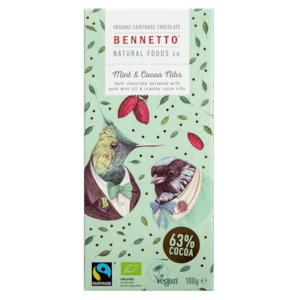 BENNETTOS MINT & CACAO NIBS CHOCOLATE 100G