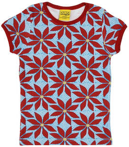 New Season Duns Vv: Duns Sweden SS Tee - Poinsettia - Blue