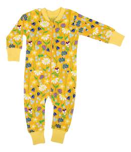 Onesies: Duns Sweden - Zip Suit - Midsummer Flowers - Yellow