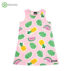 Villervalla - Sleeveless Dress - Tropical Fruits - Light Azalea