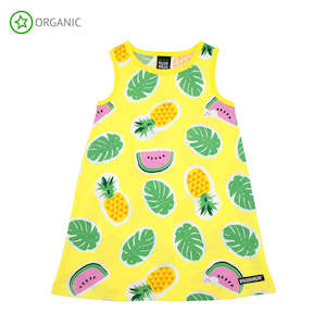 Villervalla - Sleeveless Dress - Tropical Fruits - Lemonade