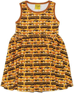 Duns Sweden Sleeveless Dress with Gathered Skirt - Buses and Cars