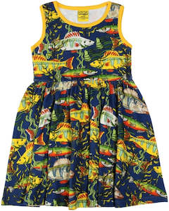 Duns Sweden Sleeveless Dress with Gathered Skirt - Seaweed - Navy