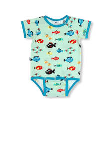 Jny Less Latest: JNY - S/S Body Suit - Swimming Fish