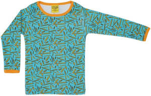 Duns Sweden LS tee - Pencils - Turquoise ** LAST ONE 86cm