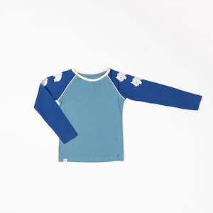 Sale Long Sleeve Tees: Alba - Leander LS tee - Solidate Blue ** LAST ONE sz 86cm