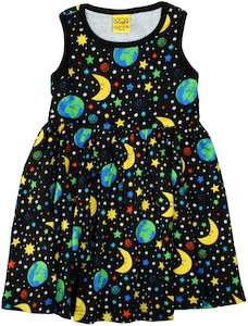 Duns Sweden - Sleeveless Gathered Dress - Mother Earth - Black ** LAST ONE sz 140cm