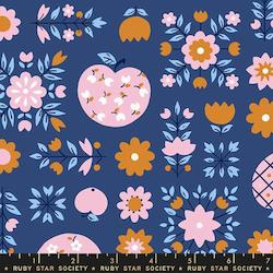 Fabrics textile: Calico Apples Bluebell  - Kimberly Kight for RSS