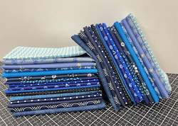 Fabrics textile: Remnant Fat Eighths Blue Mixed Prints - Various