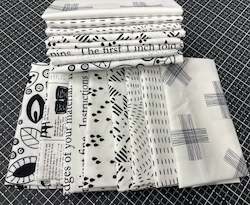 Fabrics textile: Remnant Fat Eighths Black & White Mixed Prints - Riley Blake