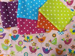 Remnant Linen Mixed Bundle Animal Party Birds & Mochi Dot