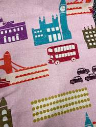 Fabrics textile: Remnant Echino London Pink - Etsuko Furuya for Kokka