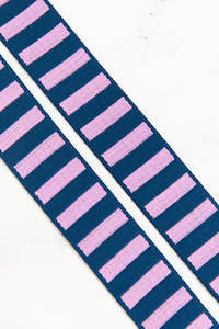 Bold Stripe Webbing 1 1/2” Navy & Peony