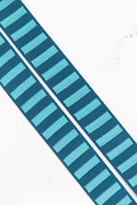 Bold Stripe Webbing 1 1/2” Peacock & Turquoise