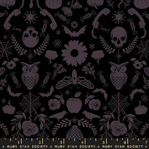 Creepy Damask Black Fat Quarter - Ruby Star Society Collaboration