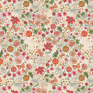 Floral Abundance Shine Fat Quarter - The Flower Fields Maureen Cracknell Art Gallery Fabrics