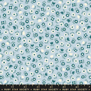 Fabrics textile: Floral in Water Blue Fat Quarter- Picture Book Kimberly Kight Ruby Star Society