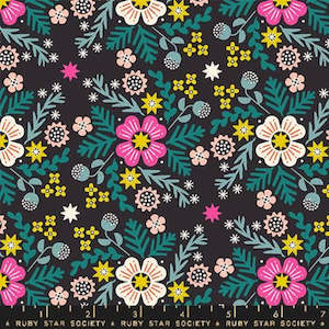 Wildflowers Soft Black Fat Quarter - Pivot Rashida Coleman Hale for Ruby Star Society