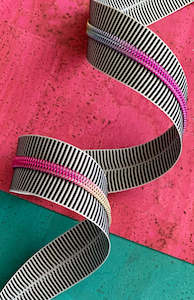 Zippers By The Yard Rainbow Coil Black Stripe - Sassafras Lane Designs