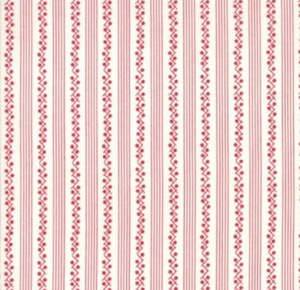 My Redwork Garden Morning Glories Stripe 1/2 metre Cuts - Bunnyhill Designs for Moda Fabrics