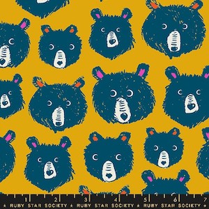 Fabrics textile: Teddy & The Bears Goldenrod (FQ) - Sarah Watts Ruby Star Society