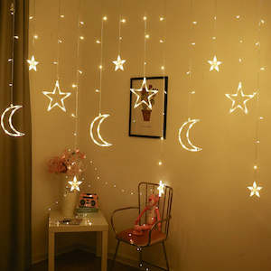 Internet only: Led Mubarak Star Moon Curtain String Lights