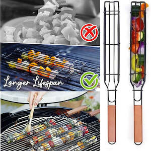 Portable BBQ Grilling Basket Stainless Steel Nonstick Barbecue Grill Basket(3 pcs each set)