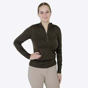 Clothing: Merino Zip Front Pullover - Olive