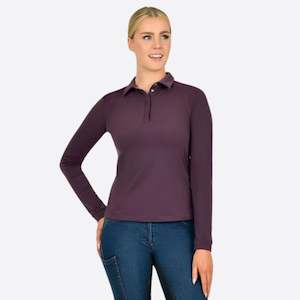 Clothing: Thelma Long Sleeve Riding Polo - Plum Perfect