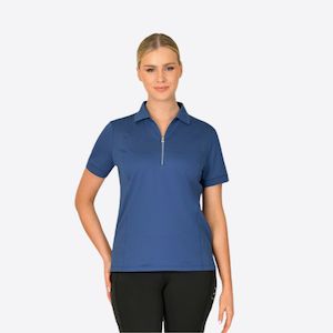 Peta Zip Neck Panel Polo - True Navy