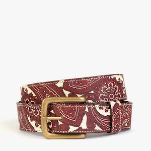 Socks: Paisley Leather Belt - Red