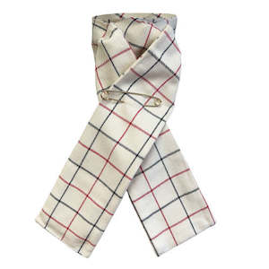 Showing Competition Accessories: Tattersall Check Riding Stock - Cream/Red/Black